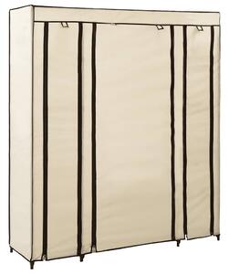 Šatní skříň s přihrádkami a tyčemi krémová 150x45x176 cm textil 282435