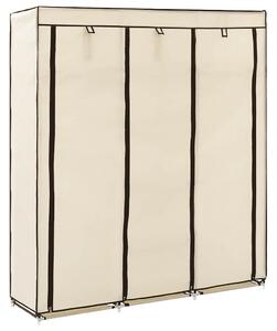 Šatní skříň s přihrádkami a tyčemi krémová 150x45x175 cm textil 282455