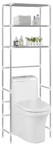 3patrový úložný regál nad WC stříbrný 53 x 28 x 169 cm 282464