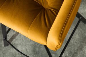 Barová židle Loft samet hořčicově žlutá