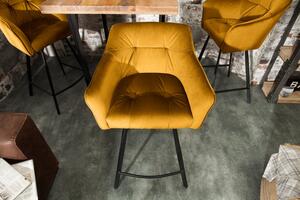 Barová židle LOFT 100 CM tmavě žlutá samet Nábytek | Jídelní prostory | Barové židle