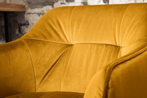 FurniGO Barová židle Loft samet hořčicově žlutá