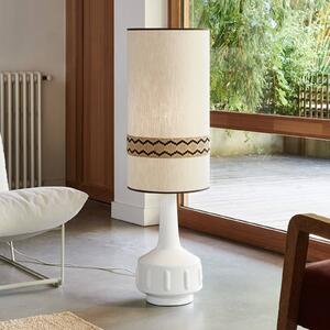 MARKET SET stojací lampa Jimmy, bílá/béžová, lemování, 121 cm, Bílá / opál, Obývací pokoj / jídelna, Keramika