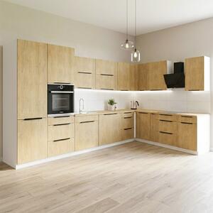 Kuchyňská linka CREMONA bc | 340x230 cm | verze B | ve tvaru L | UNI provedení | zásuvky PREMIUM BOX | bílá/cremona