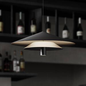 Karman LED závěsné světlo ASSO, černé, kov, Ø 42 cm, Černá, Obývací pokoj / jídelna, Hliník, Design