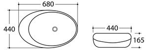 SAPHO - DALMA keramické umyvadlo 68x16,5x44 cm, carrara (MM317)