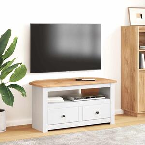Rohová TV skříňka bílá 93x49x49 cm masivní borovice řada Panama 282687