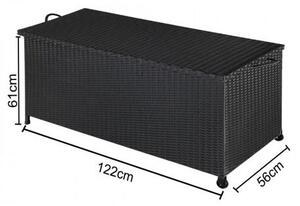 FurniGO Úložný box 122cm x 56cm x 61cm - černá s kolečkem