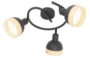 Lindby - Lonnaris 3 Round Stropní Lampa Black/Nature