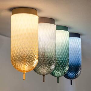 OLEV LED stropní svítidlo Curuba, jantarová, sklo, výška 40 cm 2 700 K, Krémová / jantar, Obývací pokoj / jídelna, Sklo, Design