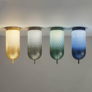 OLEV LED stropní svítidlo Curuba, šedé, sklo, výška 40 cm, 2700 K, Hliník / šedá / zinek, Obývací pokoj / jídelna, Sklo, Design