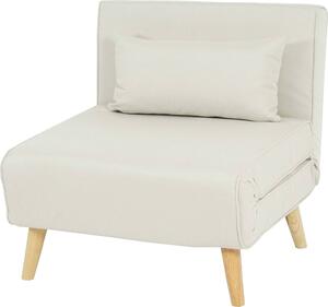 Křeslo na spaní HWC-D35, rozkládací pohovka Funkní křeslo Skládací křeslo Relaxaní křeslo křeslo pro mláde křeslo, látka/textil krémovo-béová barva