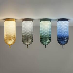 OLEV LED stropní svítidlo Curuba, modré, sklo, výška 40 cm, 2700 K, Modrá, Obývací pokoj / jídelna, Sklo, Design