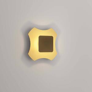 OLEV LED nástěnné světlo ORNATO SQUARE, zlatá/hnědá, kov 2 700 K, stmívatelný, Mosaz / zlato, Obývací pokoj / jídelna, Hliník, Design