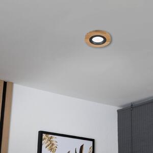 Lamkur Stropní vestavná svítidla Tobby, Ø 11,5 cm, dubové dřevo, GU10, stmívatelný, Světlé dřevo, Obývací pokoj / jídelna, Dřevo, Skandinávský, Zapuštěné kulaté