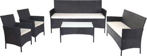3-2-1-1 Polyratanová zahradní souprava Halden, Lounge Set Sofa antracit, poltáe krémové