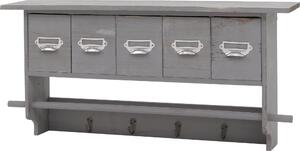 Kuchyský regál HWC-C49, domácí regál, vintage s 5 zásuvkami 32x65x13cm Shabby Look, edý