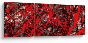 Obraz - Expresivní abstrakce (s hodinami) (90x30 cm)