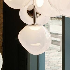 Tom Dixon Dixon, závěsné světlo LED Melt, Ø 28 cm, opálová/stříbrná, stmívatelný, Bílá / opál, Obývací pokoj / jídelna, Plast, Design