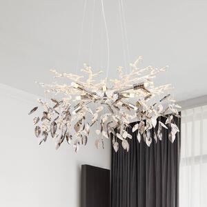 Globo Lustr Danna, chromová/kouřově šedá/čirá, Ø 61 cm, stmívatelný, Chrom / stříbro, Obývací pokoj / jídelna, kov, Závěsná lampa - lustr s více rameny