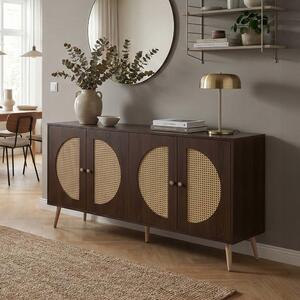 Sideboard HWC-P49, skí komoda s dvíky píborník úloné prostory, polyratan MDF melamin 80x160x40cm vzhled oech