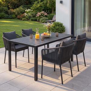 Zahradní set HWC-N41, stl+4xidle, hliník odolný proti povtrnostním vlivm 140x80cm, proutné lano Rope antracit, poltáe tmav edé
