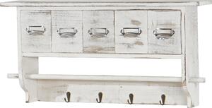 Kuchyský regál HWC-C49, domácí regál, vintage s 5 zásuvkami 32x65x13cm Shabby Look, bílý