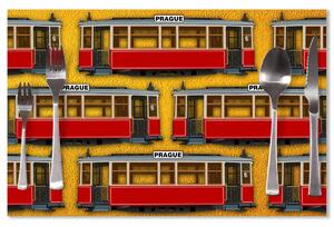 Sablio Prostírání Pražské historické tramvaje Žlutý Pattern: 40x30cm