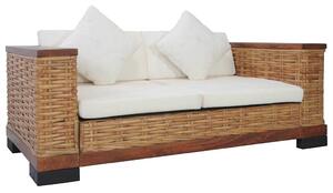 2místná pohovka s poduškami hnědá přírodní ratan 283079