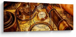 Obraz - Historické pomůcky námořníků (s hodinami) (90x30 cm)