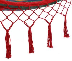 FurniGO Houpací síť s třásněmi červená - 320x150cm