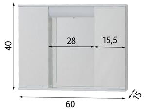 Olsen Spa Závěsná skříňka se zrcadlem LUMIX II, III, Rozměry skříněk - 60 × 40 × 15 cm (OLNPSE6040)