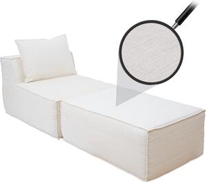 Lehátko/písluenství k pohovce HWC-O54, křeslo otoman recamiere, látka/textil (300g/m²) 63x75x194cm krémová
