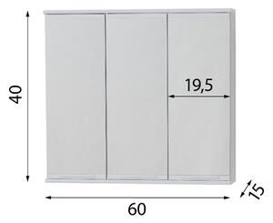 Olsen Spa Závěsná skříňka se zrcadlem TRIGA I, II, Rozměry skříněk - 60 × 55 × 15 cm (OLNPST6055)