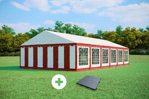 Párty stan 6x12m STANDARD SET- stan + plastová podlaha barva Červeno-bílá