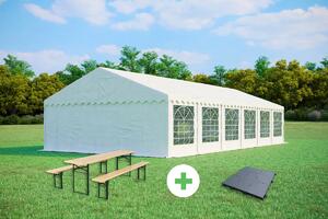Párty stan 6x12m STANDARD SET – stan + pivní sety + podlaha barva Bílá