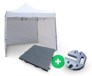 Nůžkový Párty stan 3x3m ALU Premium 4ks plné bočnice + PLASTOVÁ PODLAHA 36ks+ ZÁVAŽÍ 4ks barva Zelená