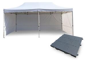 Nůžkový Párty stan 3x6m ALU Premium 4ks plné bočnice + PLASTOVÁ PODLAHA 72ks barva Zelená