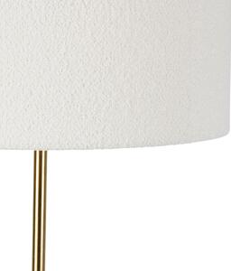 Moderní stojací lampa mosazná se stínítkem bílá 50cm - Kaso