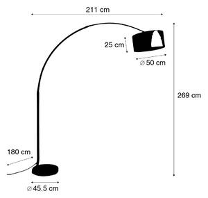Moderní oblouková lampa černá se stínítkem bílá 50 cm - XXL