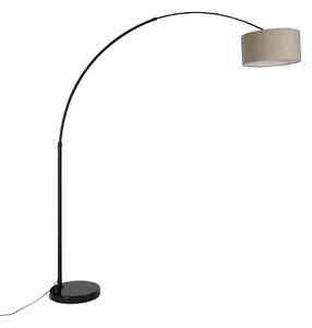 Moderní oblouková stojací lampa černá stmavě béžovým bouclé stínidlem 50 cm - XXL