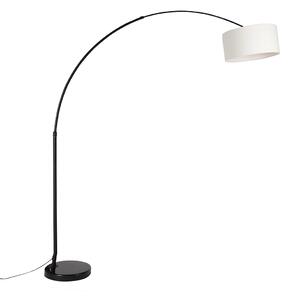 Moderní oblouková lampa černá se stínítkem bílá 50 cm - XXL