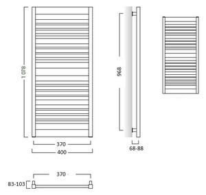 Hopa Koupelnový radiátor FRAME SLIM, Černá, 400 × 1078 mm, výkon 418 W