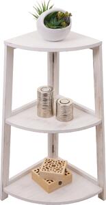 Rohový regál HWC-K44, policový regál obývací pokoj, 3 police, 80x37x37cm MDF z paulovnie shabby white