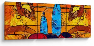 Obraz - Starověká malba (s hodinami) (90x30 cm)