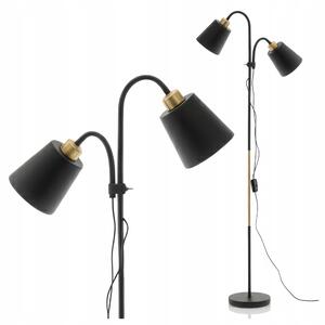 Černá LED stojací lampa, nastavitelná, patice E27