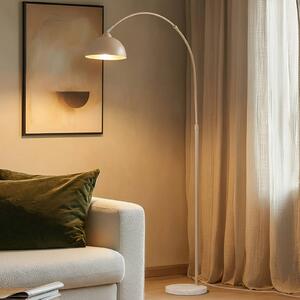 Lindby stojací lampa Tonka, béžová, kov/mramor, 185 cm, E27, Krémová / jantar, Obývací pokoj / jídelna, kov, Moderní