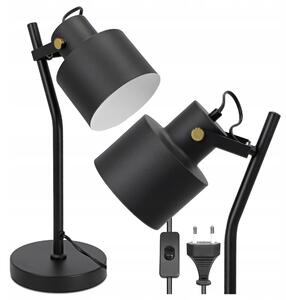 Černá stolní lampa E27, nastavitelná, IP20, šířka 15 cm, výška 38 cm