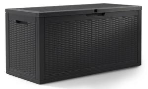 Zahradní úložný box na polstry a nářadí 340 l, černý, voděodolný, 119×58×52 cm