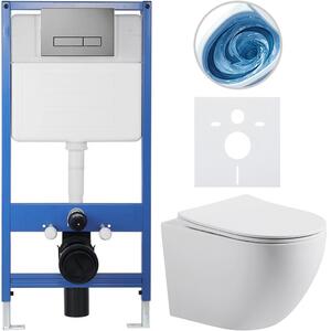 Kompletní WC set Profi/Cesso - bílá matná - WC tlačítko Slim/Tmavě šedá - předstěnová instalace - 49x36 cm - 814557